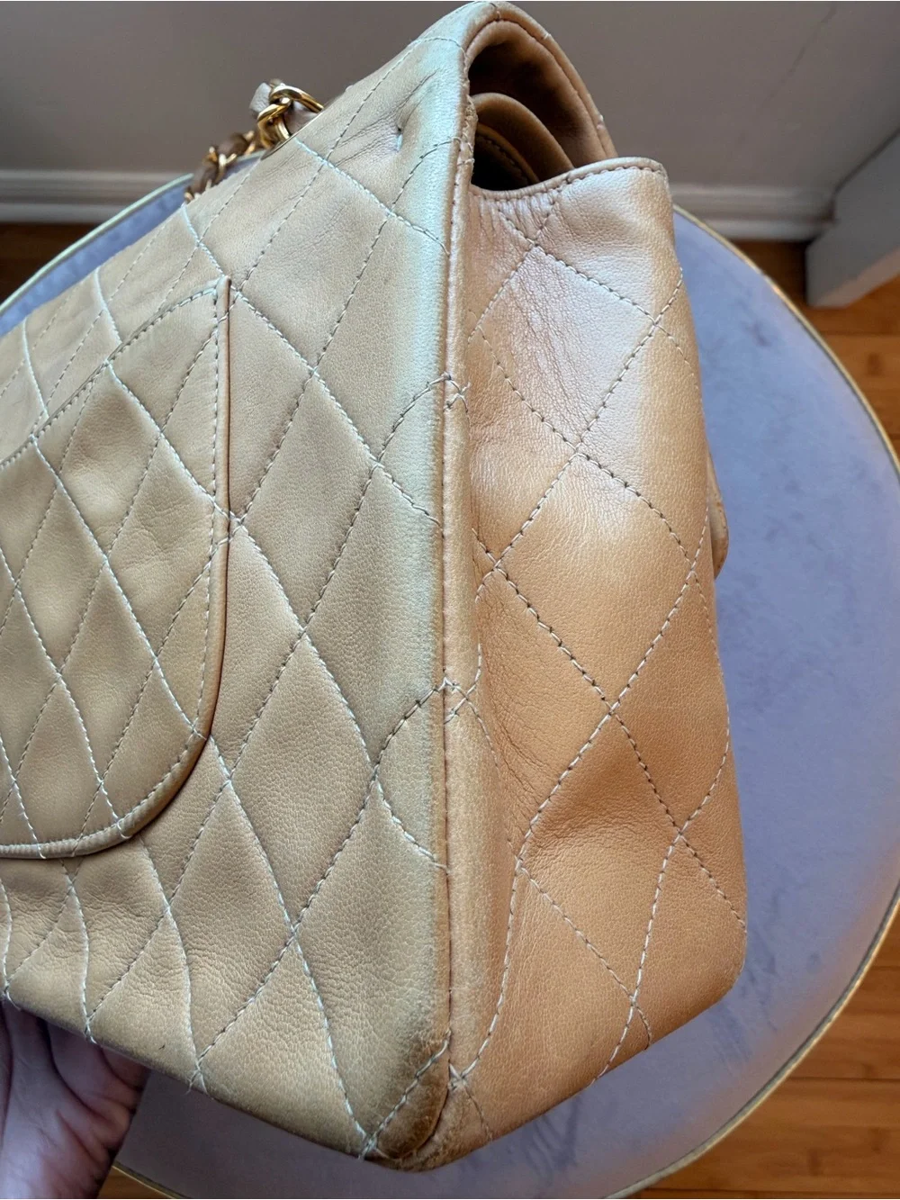 Chanel Vintage Double Flap Dark Beige Lambskin 24k gold plated handbag